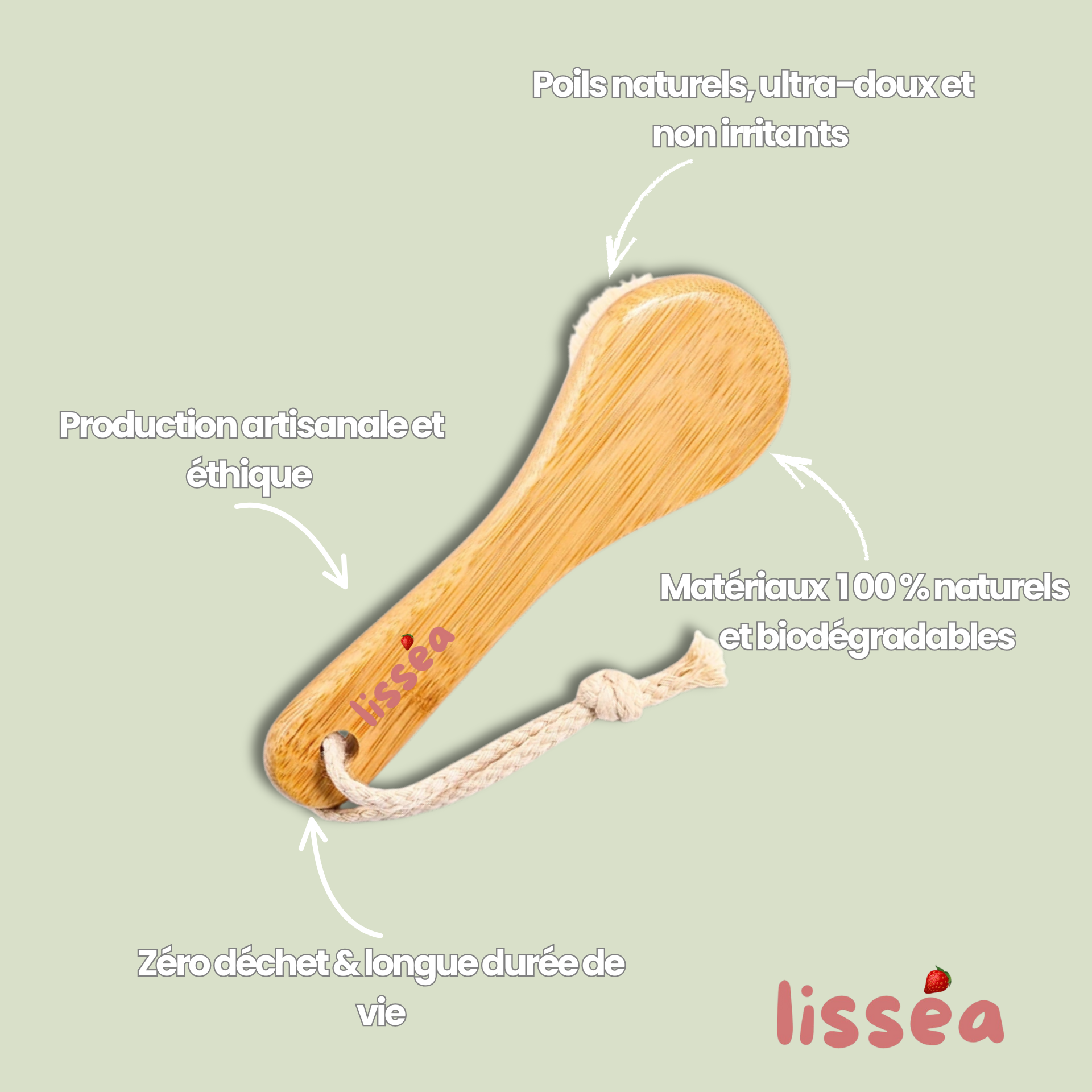 Brosse Nettoyante Visage en Bambou & Poils Naturels – Lisséa™
